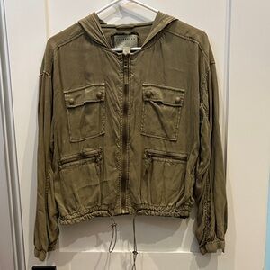 Marrakech lightweight hooded Women's Olive Bomber Jacket